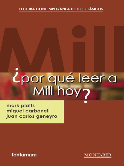Title details for ¿Por qué leer a Mill hoy? by Mark Platts - Available